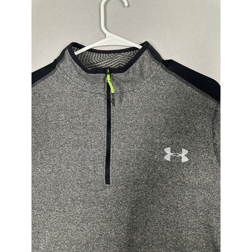 Under Armour Jacket Men Large Grey Black ColdGear Loose Fit Quarter Zip Pullover
